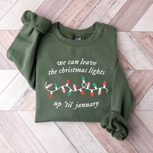 funny christmas shirt we can leave the christmas lights up til january vintage t shirt for women comfortable holiday apparel ip2il scaled