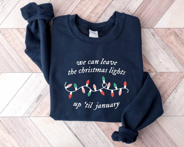 funny christmas shirt we can leave the christmas lights up til january vintage t shirt for women comfortable holiday apparel jpoaz scaled