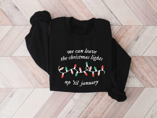 funny christmas shirt we can leave the christmas lights up til january vintage t shirt for women comfortable holiday apparel umazu scaled