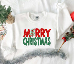 Funny Christmas Shirt with Merry Christmas Tree Design for Family Gatherings and Holiday Celebrations in Comfortable Fit