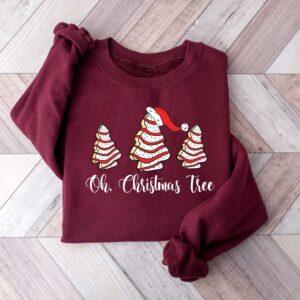 funny christmas shirts oh christmas tree design vintage t shirt for women with unique christmas cake and tree graphics fnehf scaled