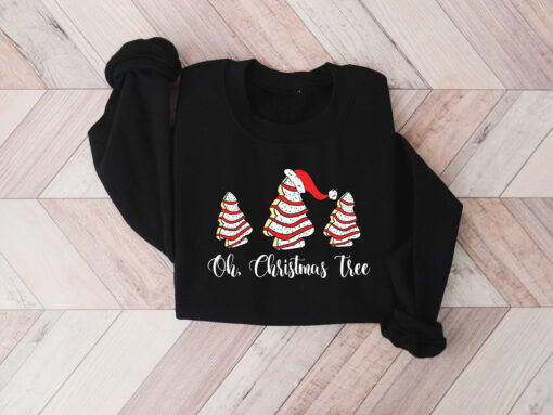 funny christmas shirts oh christmas tree design vintage t shirt for women with unique christmas cake and tree graphics tkhmx scaled