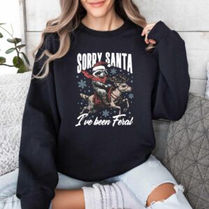 funny christmas shirts retro raccoon design sorry santa ive been feral vintage t shirt for holiday humor and festive fun zr30m