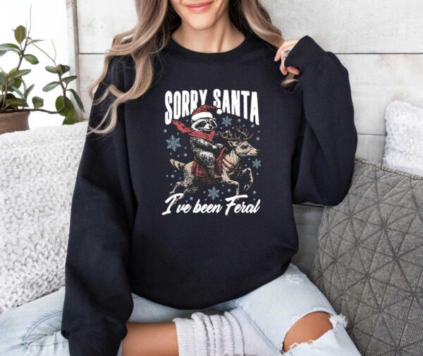 funny christmas shirts retro raccoon design sorry santa ive been feral vintage t shirt for holiday humor and festive fun zr30m