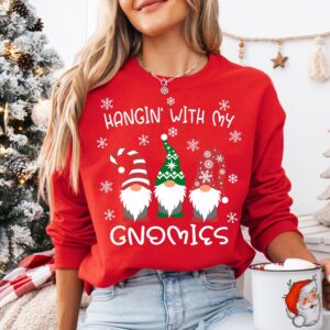 funny christmas sweatshirt hangin with my gnomies design family matching sweater with holiday gnomes for seasonal celebrations 69sfq