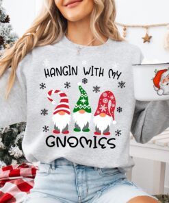 funny christmas sweatshirt hangin with my gnomies design family matching sweater with holiday gnomes for seasonal celebrations mqhhr scaled