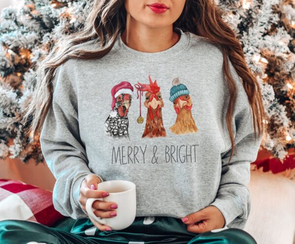 funny christmas sweatshirt featuring chickens for farm animal lovers cute holiday sweater with unique design