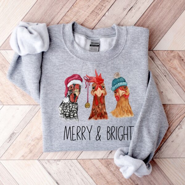 funny christmas sweatshirt featuring chickens for farm animal lovers cute holiday sweater with unique design pgpnf