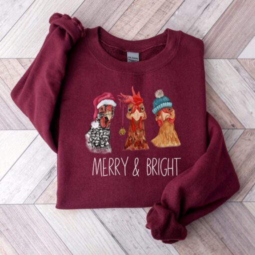 funny christmas sweatshirt featuring chickens for farm animal lovers cute holiday sweater with unique design pn3sc