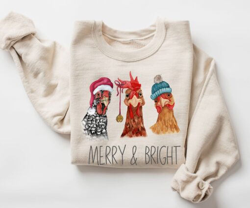 funny christmas sweatshirt featuring chickens for farm animal lovers cute holiday sweater with unique design pplqm