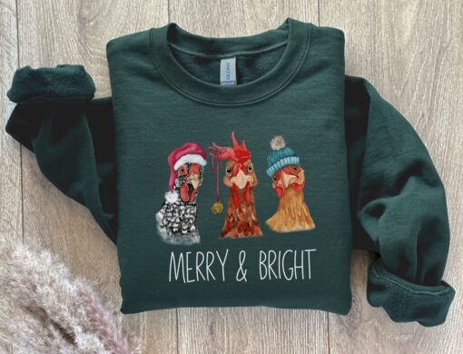 funny christmas sweatshirt featuring chickens for farm animal lovers cute holiday sweater with unique design yp7pm scaled