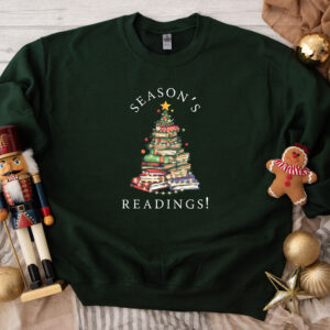 funny christmas sweatshirt for book lovers reading theme librarian sweater with christmas tree design for readers and bookworms cuouw