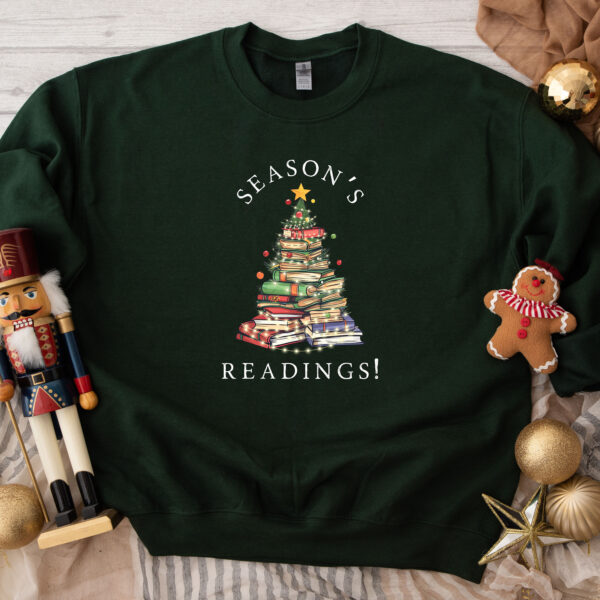 funny christmas sweatshirt for book lovers reading theme librarian sweater with christmas tree design for readers and bookworms cuouw scaled