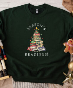 funny christmas sweatshirt for book lovers reading theme librarian sweater with christmas tree design for readers and bookworms cuouw scaled