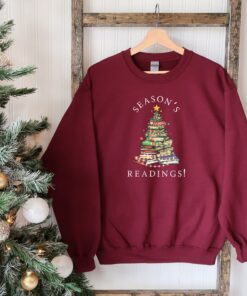 funny christmas sweatshirt for book lovers reading theme librarian sweater with christmas tree design for readers and bookworms kuf6k scaled