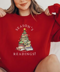 funny christmas sweatshirt for book lovers reading theme librarian sweater with christmas tree design for readers and bookworms pzmzh scaled