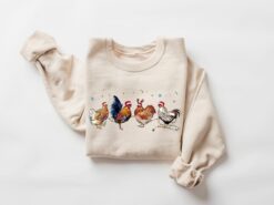 Funny Christmas Sweatshirt for Chicken Lovers  Farm Animal Crewneck with Unique Xmas Chicken Design