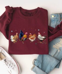 funny christmas sweatshirt for chicken lovers farm animal crewneck with unique xmas chicken design zcqnc