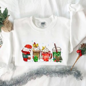 funny christmas sweatshirt for coffee lovers featuring winter snowman design and latte graphics ilduc scaled