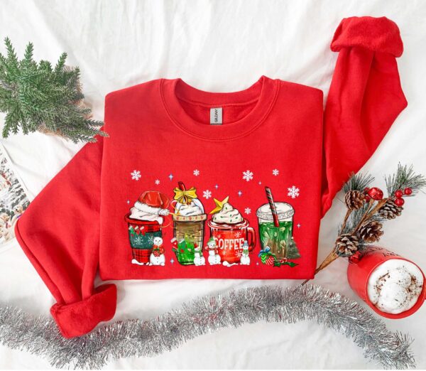 funny christmas sweatshirt for coffee lovers featuring winter snowman design and latte graphics uu1wa scaled