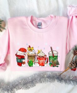 funny christmas sweatshirt for coffee lovers featuring winter snowman design and latte graphics zsi8g scaled