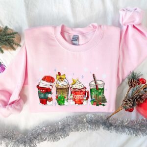 funny christmas sweatshirt for coffee lovers featuring winter snowman design and latte graphics zsi8g scaled