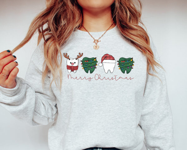 funny christmas sweatshirt for dentists with tooth design unique xmas crewneck for dental assistants and dental professionals hy9ae