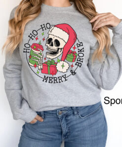 funny christmas sweatshirt for holiday shopping oversized merry and broke design ideal for festive gatherings and celebrations wxwit