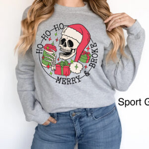 funny christmas sweatshirt for holiday shopping oversized merry and broke design ideal for festive gatherings and celebrations wxwit