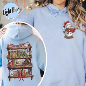 funny christmas sweatshirt for librarians book lover design with snowman reading unique library apparel for bookworms 34uc5