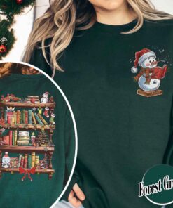 funny christmas sweatshirt for librarians book lover design with snowman reading unique library apparel for bookworms 3zjut