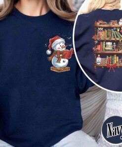 funny christmas sweatshirt for librarians book lover design with snowman reading unique library apparel for bookworms dazis