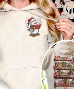 funny christmas sweatshirt for librarians book lover design with snowman reading unique library apparel for bookworms lyig2