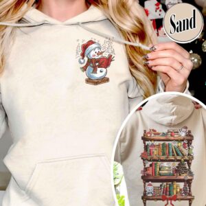 funny christmas sweatshirt for librarians book lover design with snowman reading unique library apparel for bookworms lyig2