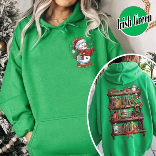 funny christmas sweatshirt for librarians book lover design with snowman reading unique library apparel for bookworms