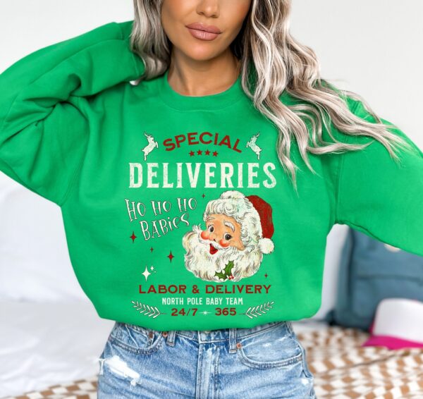 funny christmas sweatshirt for nicu and labor delivery nurses with special deliveries design comfortable holiday apparel ey3sm