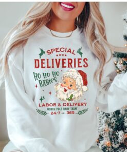 funny christmas sweatshirt for nicu and labor delivery nurses with special deliveries design comfortable holiday apparel i81q3