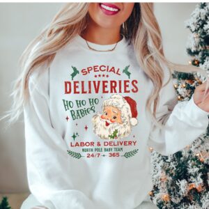 funny christmas sweatshirt for nicu and labor delivery nurses with special deliveries design comfortable holiday apparel i81q3