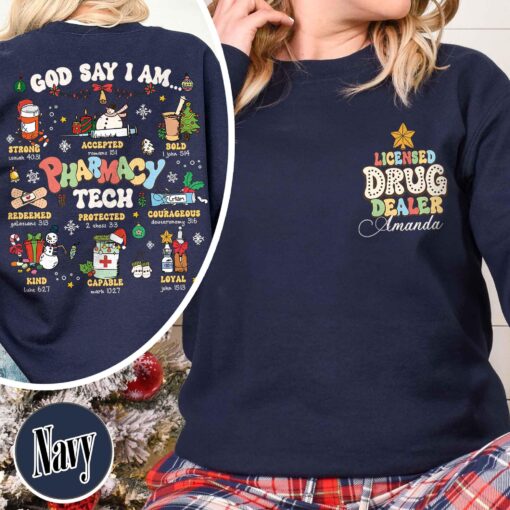 funny christmas sweatshirt for pharmacy techs unique pharmacy shirt with bible verse design ideal for future nurses gdyjc