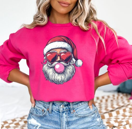 funny christmas sweatshirt for women featuring bubble gum santa design perfect for holiday parties and festive gatherings 1ftqv