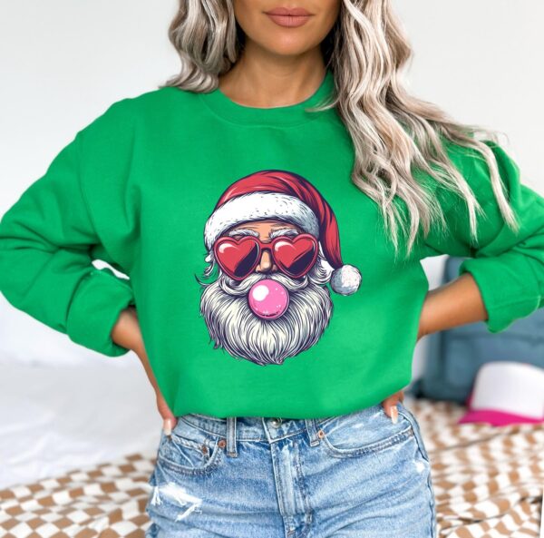 funny christmas sweatshirt for women featuring bubble gum santa design perfect for holiday parties and festive gatherings 3ptcf