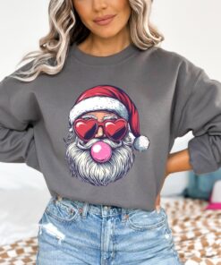 funny christmas sweatshirt for women featuring bubble gum santa design perfect for holiday parties and festive gatherings pcsle