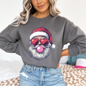 funny christmas sweatshirt for women featuring bubble gum santa design perfect for holiday parties and festive gatherings pcsle