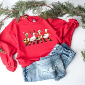 funny christmas sweatshirt for women featuring duck design perfect for farm lovers and holiday celebrations swxes