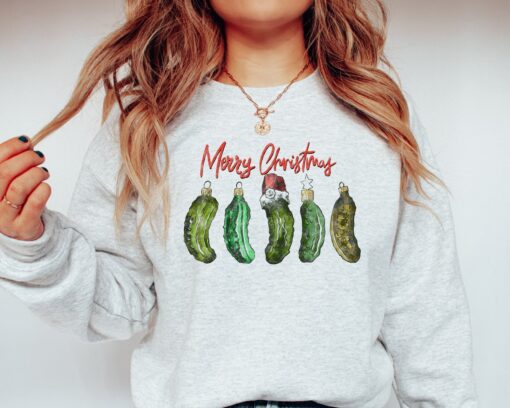 funny christmas sweatshirt for women with pickle design retro crewneck xmas shirt for pickle lovers vorth