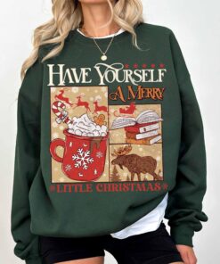 funny christmas sweatshirt have yourself a merry little christmas bookish hoodie for women perfect for bookworms ax90a