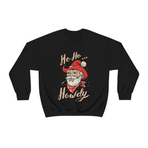 funny christmas sweatshirt ho ho howdy western graphic shirt cowboy santa design for holiday cheer and festive outfits h0vpk