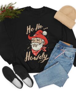 funny christmas sweatshirt ho ho howdy western graphic shirt cowboy santa design for holiday cheer and festive outfits tzvsj