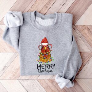 funny christmas sweatshirt merry chickmas chicken design for farmers vintage style long sleeve t shirt dq7g1 scaled