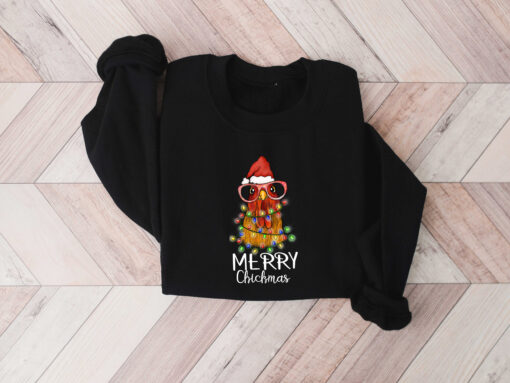 funny christmas sweatshirt merry chickmas chicken design for farmers vintage style long sleeve t shirt m6irj scaled